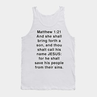 Matthew 1:21 King James Version Bible Verse Text Tank Top